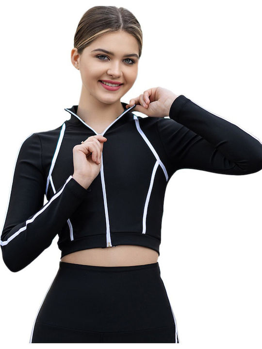 Women's Sports Long Sleeve Black Blouse