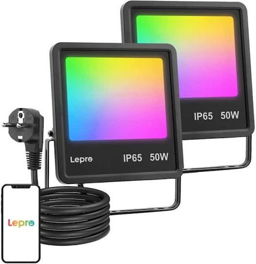 Lepro Водоустойчив LED Прожектор 50W RGB WiFi IP65