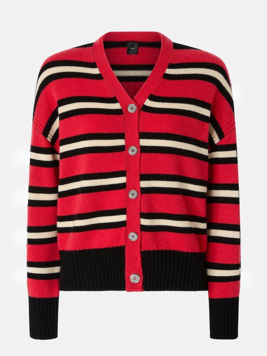 Pinko Cardigan lung pentru femei tricotat Roșu Negru