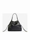 Leder Damen Handtasche Schulter Schwarz