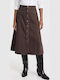 Denim Midi Damenrock Braun
