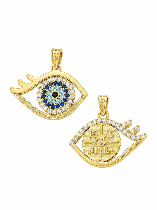 Senzio Belibasakis Charm Talisman Constantine Eye from 9 K Gold with Blue Zircon