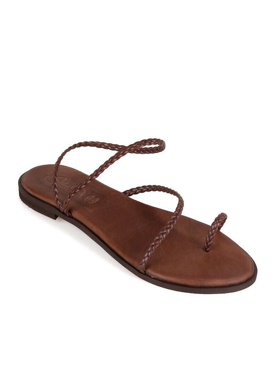 Silia D Leather Women's Flat Sandals Brown