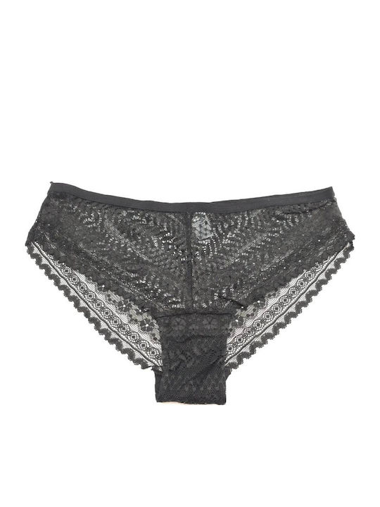 Ouno Damen-Slip Mit Spitze Schwarz