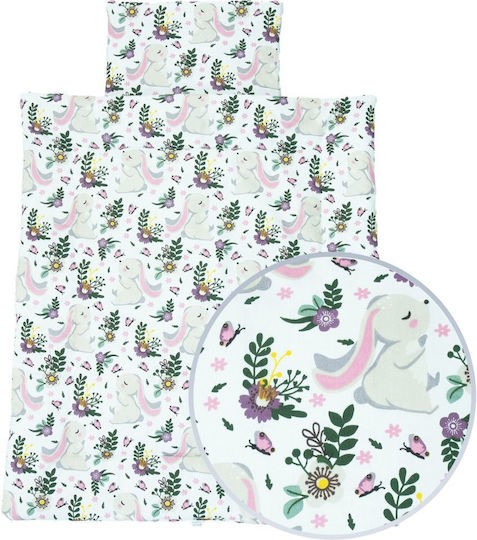 Kerstin Set Cearceaf Pentru Bebeluş Cu Faţă De Pernă Bunny Roz 70x80cm