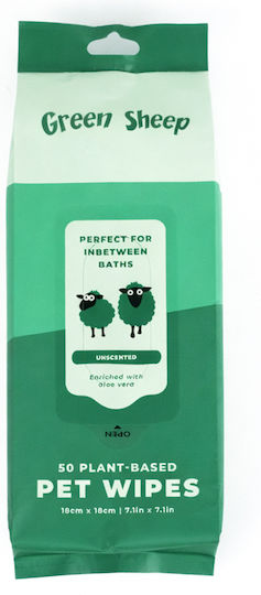 Green Sheep 50 Thick Pet Wipes 100% Bamboo Fibre-unscented