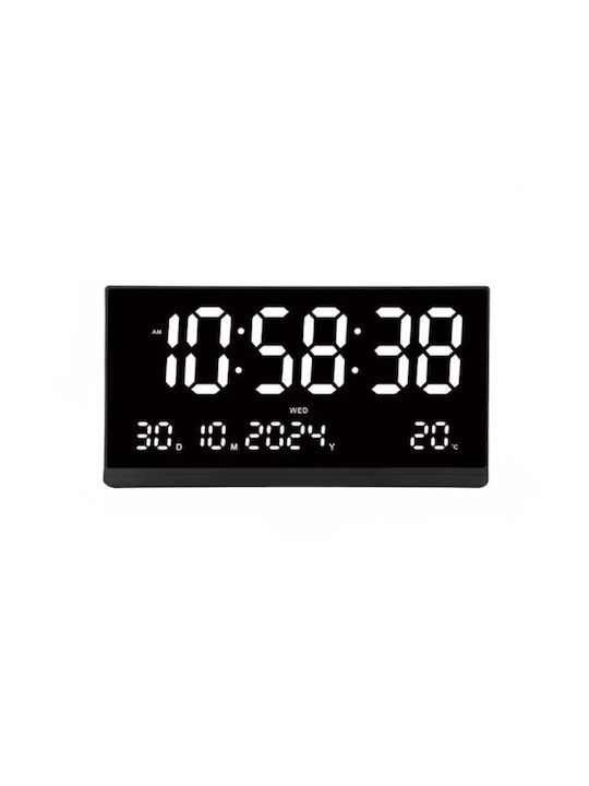 Rolinger Digital Tischuhr LED mit Wecker Weiß JG-07153