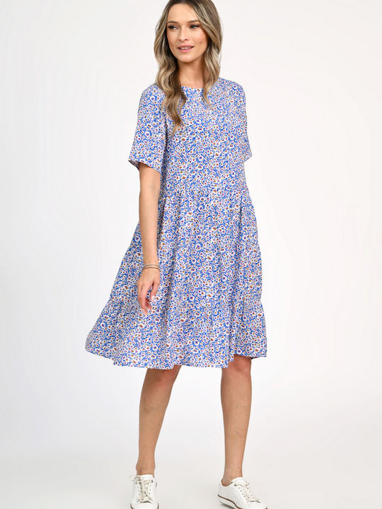 Eranthe Sommer Mini Damenkleid mit Rüschen Mikromuster