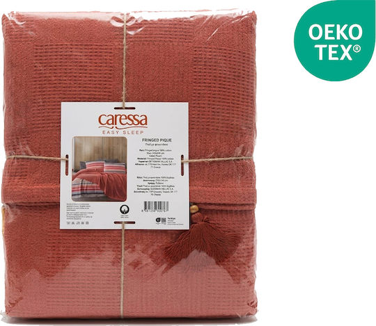 Caressa Pique Double Blanket 240x160cm Peach