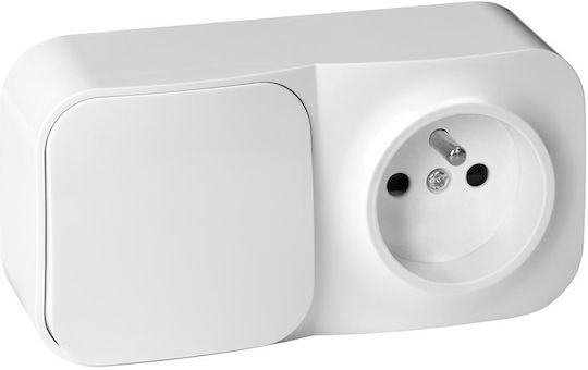 Orno Todo Ip20 2p+z Бял Повърхностен Единичен Полюсен Контакт