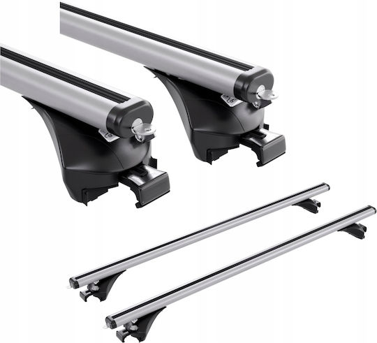 Amos Amos Autodachträger Aluminium 2012-2016 für Autos mit Dachreling mit Dachträgerfüßen Silber