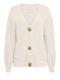Celestino Women's Knitted Ribbed Cardigan With Metallic Details Loose Fit Beige