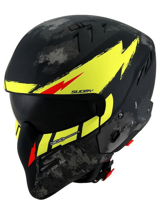 Suomy Armor Hi Volt Matt Black/Yellow Κράνος Μηχανής Modular ECE 22.06 1200gr με Sunvisor