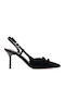 Suede Pumps mit Riemen & Hohem Absatz Schwarz
