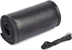 Husă pentru volan cu fir perforată din piele mărimea L 41 cm neagră premium Smartic model Sma-000148