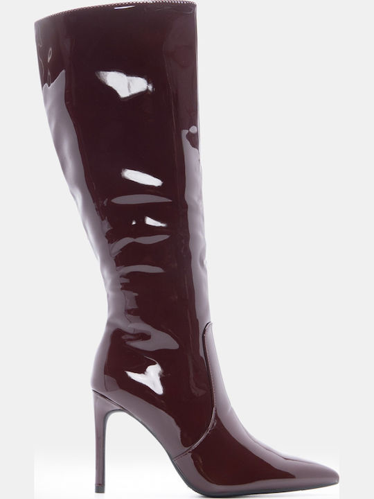 Luigi Suede Women's Boots with High Heel Burgundy
