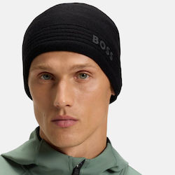 Boss Beanie Unisex Strickmütze in Schwarz
