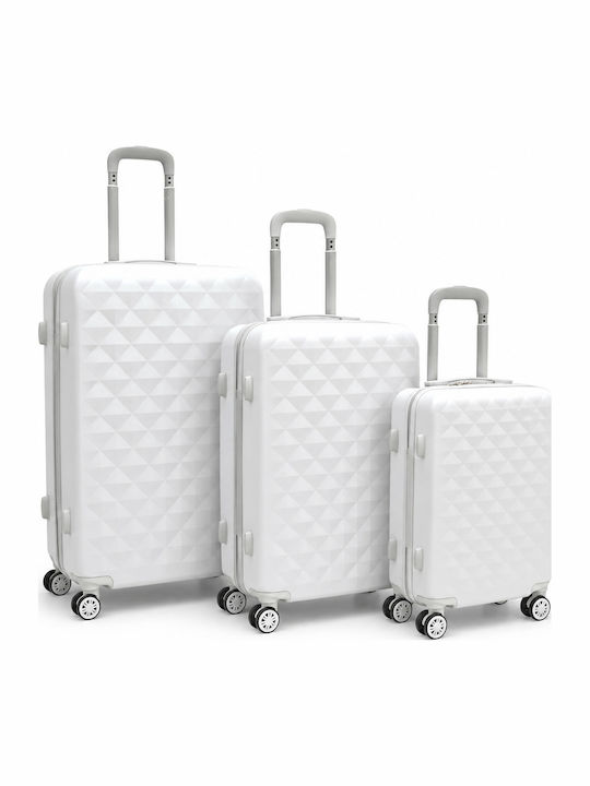 Jetbags Hard White Suitcases with 4 Wheels Set of 3 Pieces