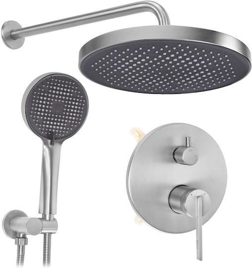 Rea Eingebaute Wasserhähne Mischbatterie Telefon & Duschkopf-Set Für Dusche Silber