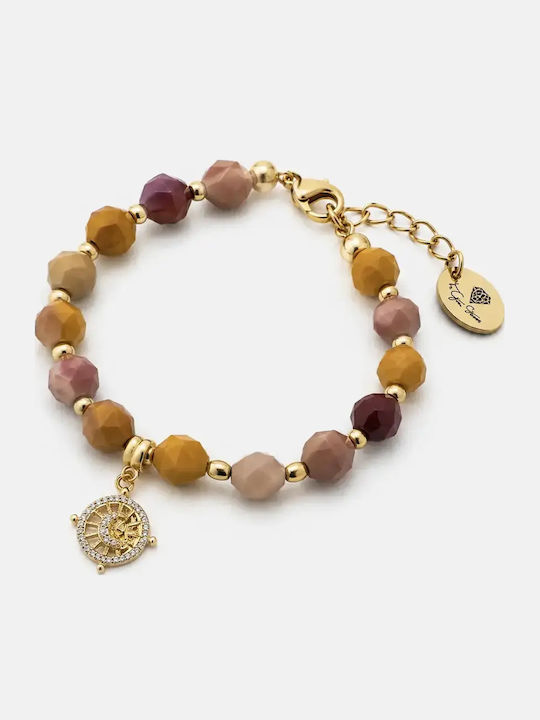 The Gem Stories Women's Chain Bracelet Gold Plated Steel 17cm