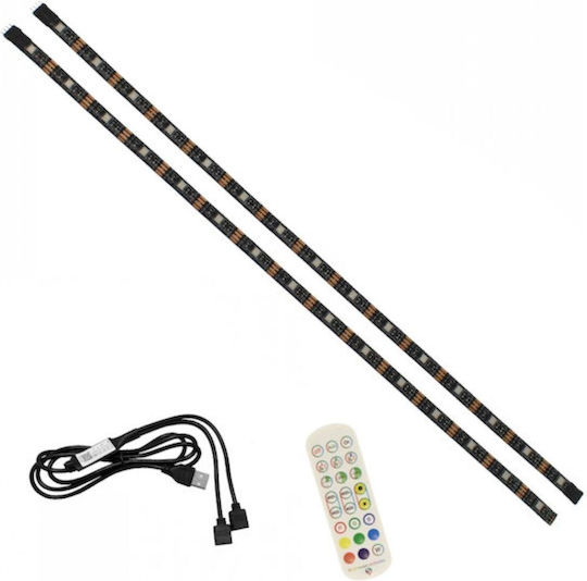 Rixme Waterproof Smart LED TV Strip USB 5V RGB Light 4m SMD5050 Type with Power Supply & Remote Control