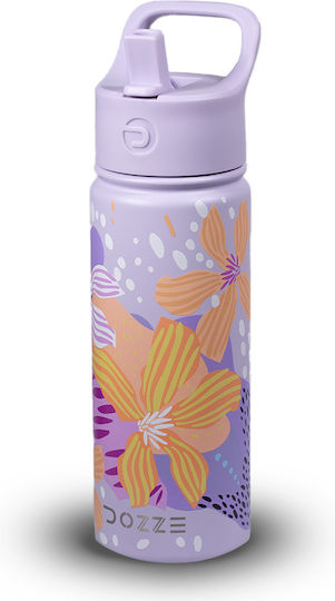 Dozze Stainless Steel Kids Water Bottle Thermos with Straw Non Spill Lilac 530ml