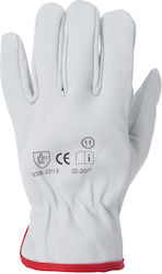Driver Work Gloves White Leather
