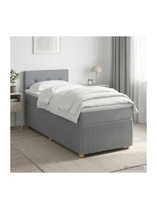 Pat Single Tapitat Cu Material Gri Deschis Cu P...