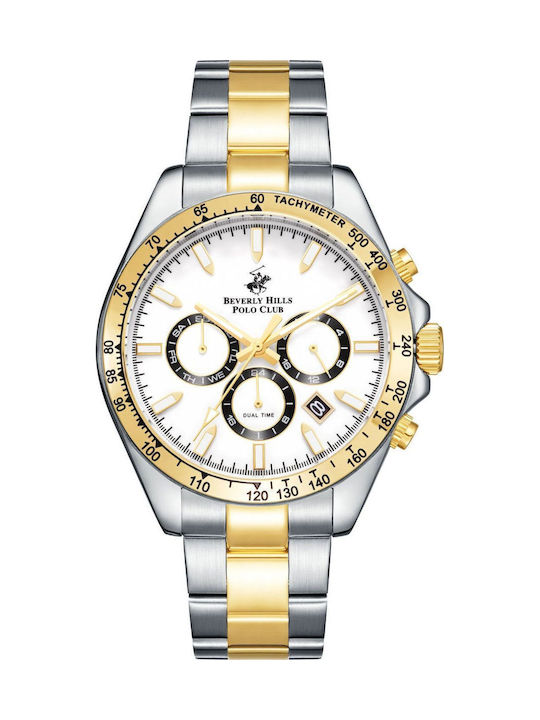 Beverly Hills Polo Club Мъжки Часовник На Батерия със Сребриста Метална Гривна BP3127x-230