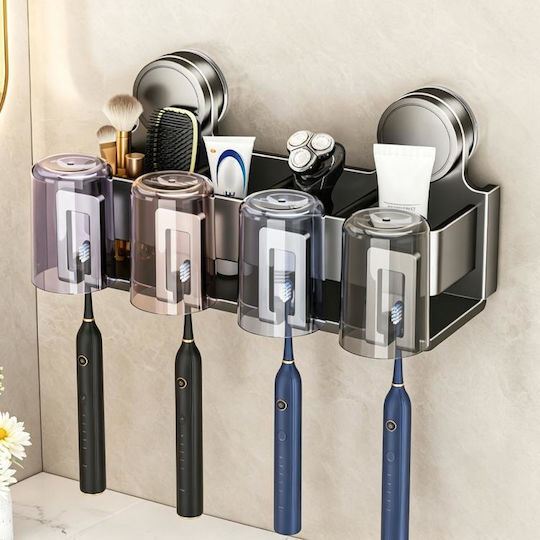 Toothbrush Support Base Plastic with Suction Cup Grey 5870016594276