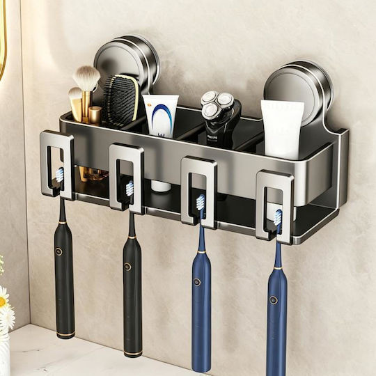 Toothbrush Support Base Plastic with Suction Cup Grey 3461543664215