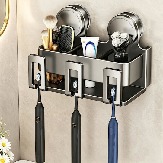 Toothbrush Support Base Plastic with Suction Cup Grey 3838306522363