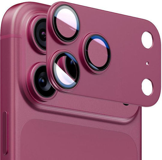 Iphone 18 Pro Enkay Anti-reflection Camera Lens Frosted Armor Aluminium Alloy Tempered Glass Film Wine Red