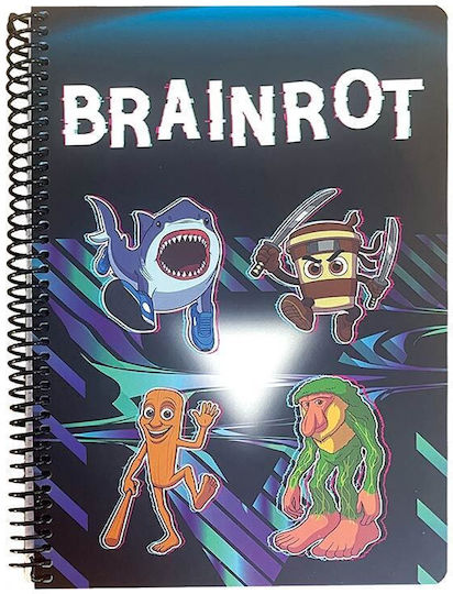 Gim Spirale Schulheft Geregelt B5 70 Papiereinlagen 2 Schulfachhefte Toikido Brainrot Schwarz