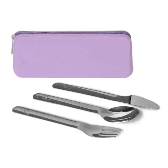 Citron Set de Tacâmuri pentru Bebeluși din Silicon cu Carcasă pentru 18+ Luni Violet 2 Buc