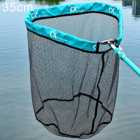 Teleskopisches Fischernetz Mit Großen Fischen Abdeckung Aluminiumlegierung Kopf Netz Tasche Aufbewahrung Dreieck Stil 35cm Blau
