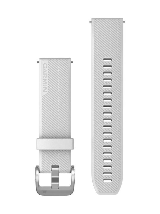 Garmin Силиконова каишка Quick Release 20 Бяла Сребърен обков