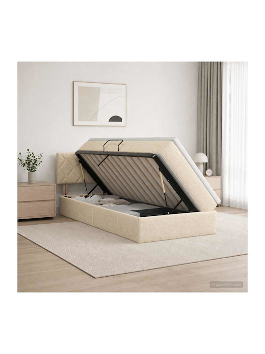 Wandbett Einzel mit Stoff Beige mit Lattenrost ...