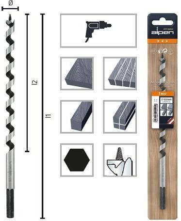 Alpen Drills Burghie Cu Cap De Foraj Hexagon Pentru Lemn 22x460mm