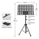 Portable Foldable General Purpose Music Stand Adjustable Height Sheet Music Stand Rehearsal Performance Size Stand + Folder + Storage Bag Black