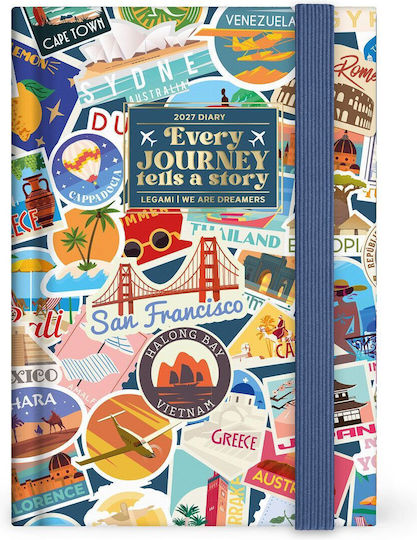 Legami Milano Travel Stickers Daily Agenda 2027 9.5x13.5cm