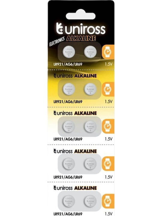 Uniross Baterie Alkaline-coin Lr921 Ag6 Lr69 Pachet 10 Bucăți