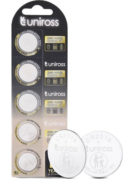 Uniross Lithium-Button Zelle Cr2016hp Hochleistungs-5er Pack