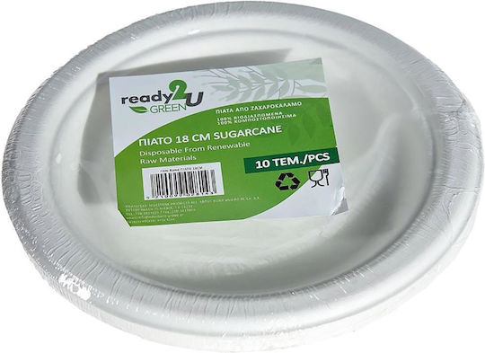 Ready 2u Βιοδιασπώμενο Πιάτο Πράσινο 23cm 10τεμ 6-73257