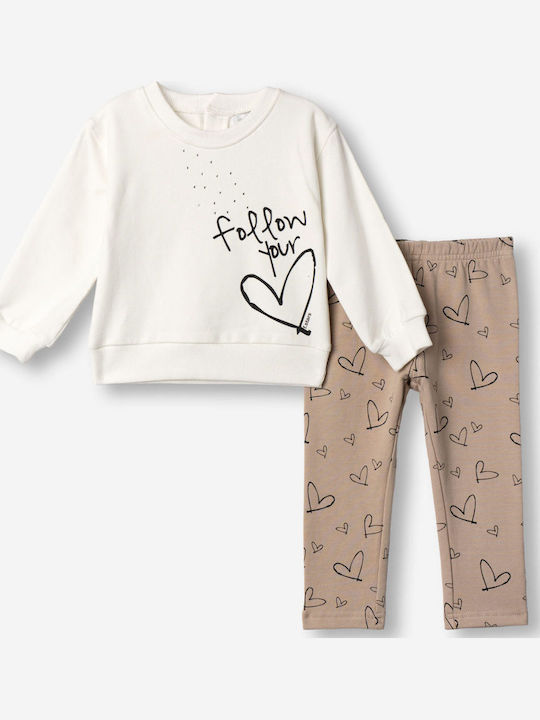 Kids Tracksuit With Top Ecru 2 Pieces