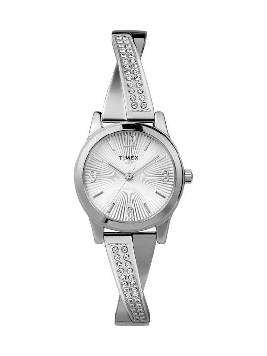 Timex Дамски Часовник 25mm Кварцов с Сребриста Метална Верижка