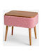 Nachttisch Nova Teddy Holz Rosa 45x30x55cm
