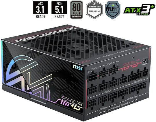 MSI MPG Ai1300TS PCIE5 1300W Μαύρο Τροφοδοτικό Υπολογιστή Full Modular 80 Plus Titanium