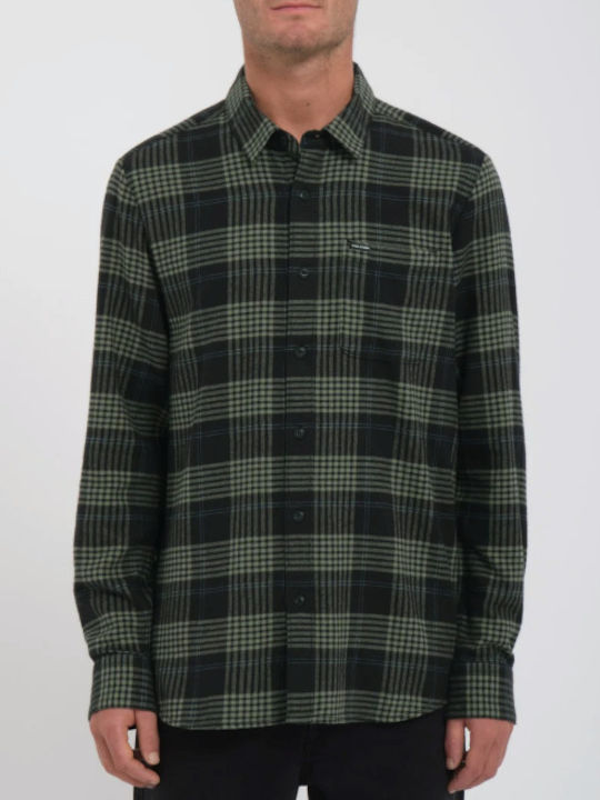 Caden Long Sleeve Flannel Shirt Checked Winter Moss
