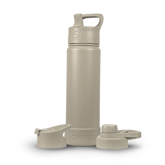 Dozze Monochrome Edition Thermos Bottle Stainless Steel BPA Free 620ml Almond Beige with Straw